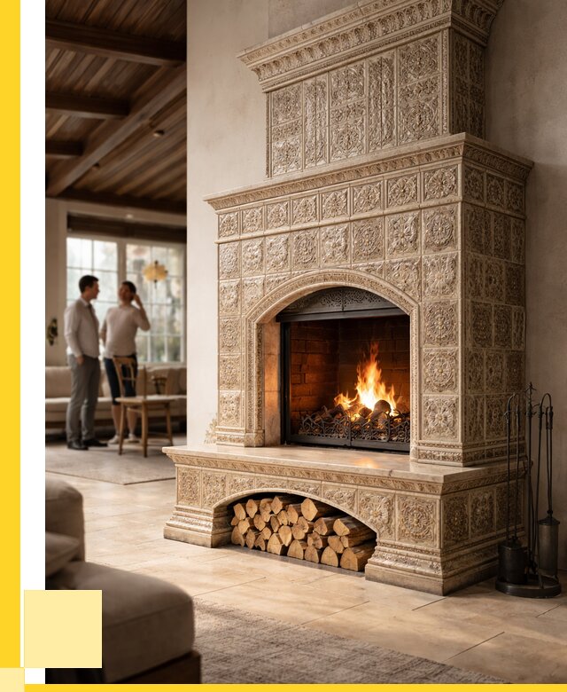 Купить изразцовый камин в Заинске от 254225 р. | ЭриданЗнс