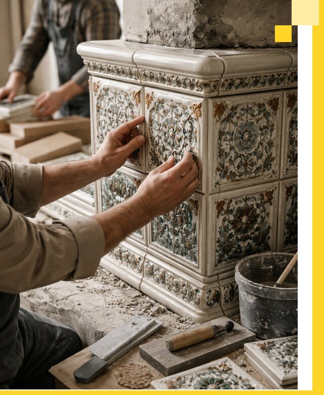 Изразцовые камины под ключ в Заинске: проект и монтаж