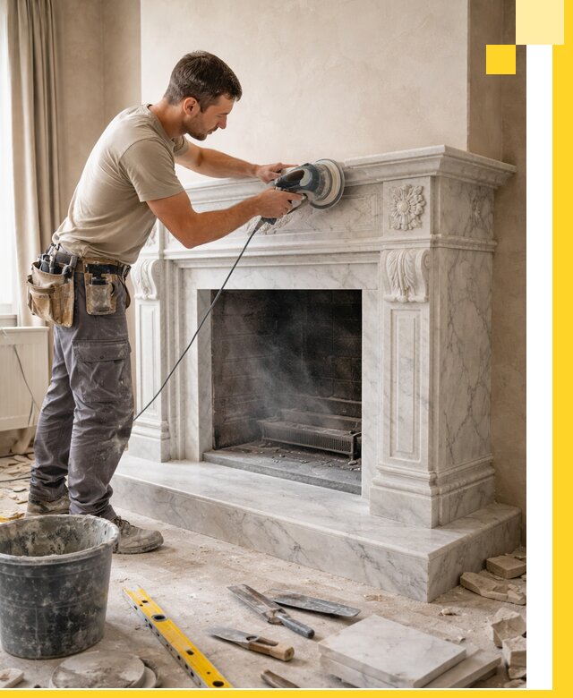 Изготовление и установка мраморных каминов в Заинске под ключ