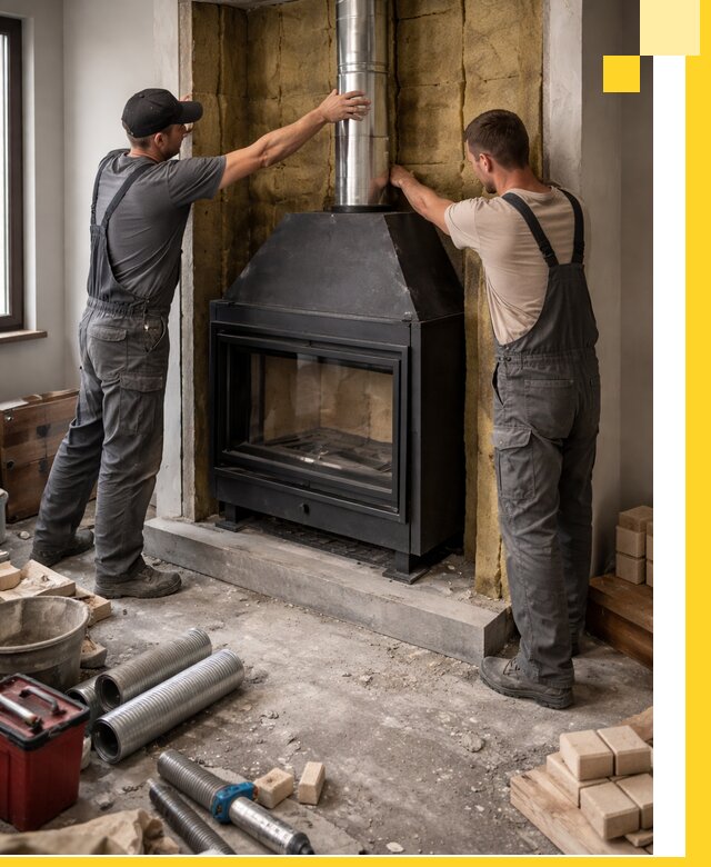 Изготовление и монтаж закрытых каминов в Заинске под ключ