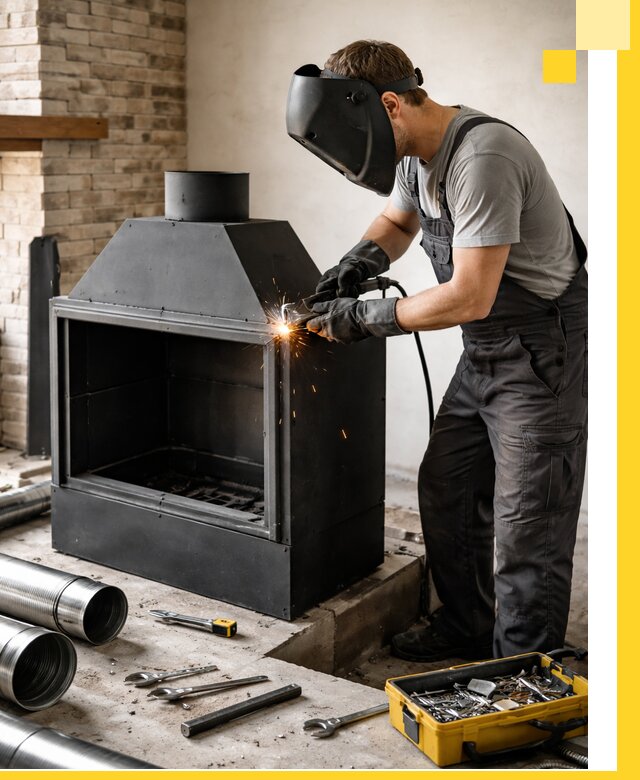 Продажа и установка металлических каминов в Заинске под ключ