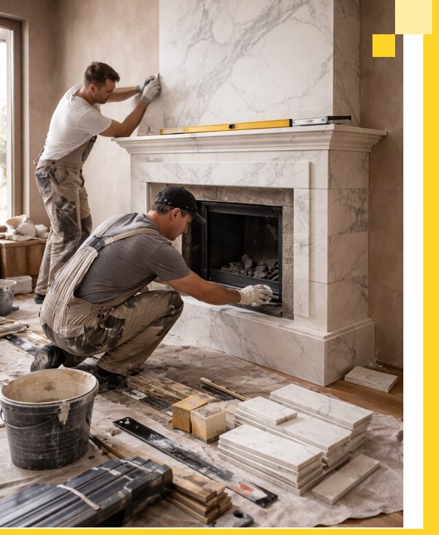 Отделка каминов в Заинске качественные облицовочные работы