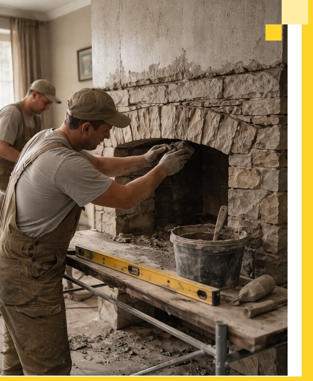 Изготовление каминов под ключ в Заинске, монтаж и отделка