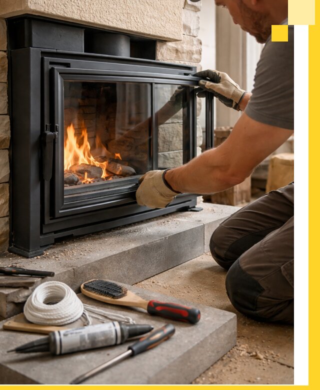 Производство, монтаж и доставка каминов со стеклом в Заинске