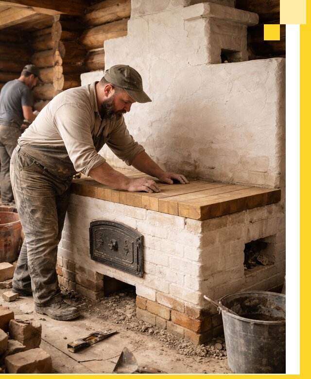 Проектирование и установка русской печи с лежанкой в Заинске