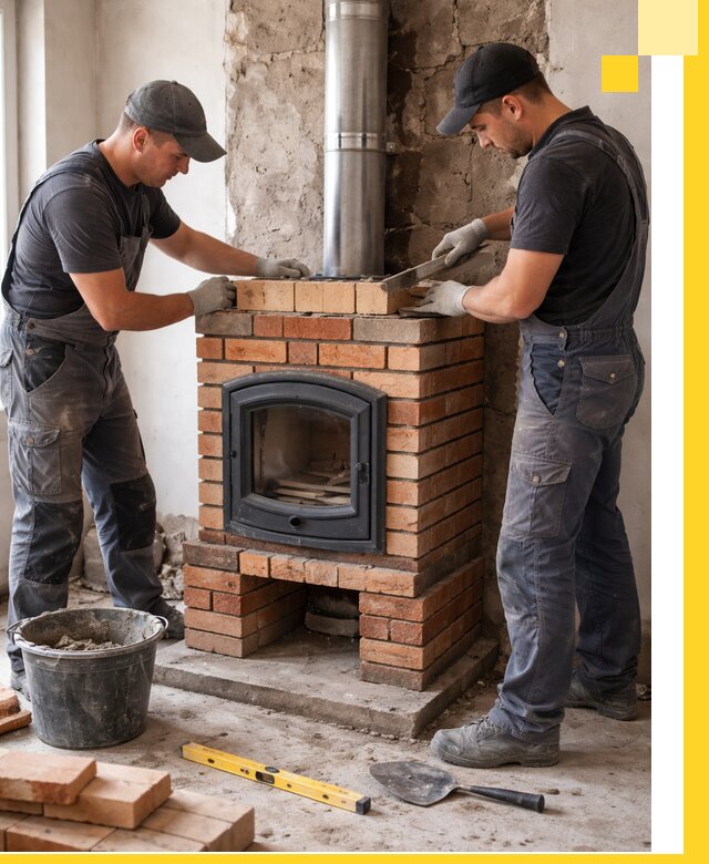 Монтаж печи камина под ключ в Заинске с гарантией и пусконаладкой