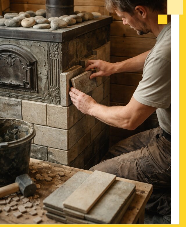 Облицовка банных печей в Заинске профессиональная отделка