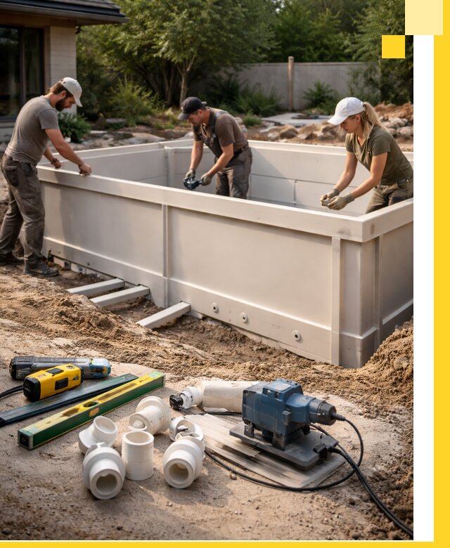 Установка полипропиленовых бассейнов под ключ в Заинске