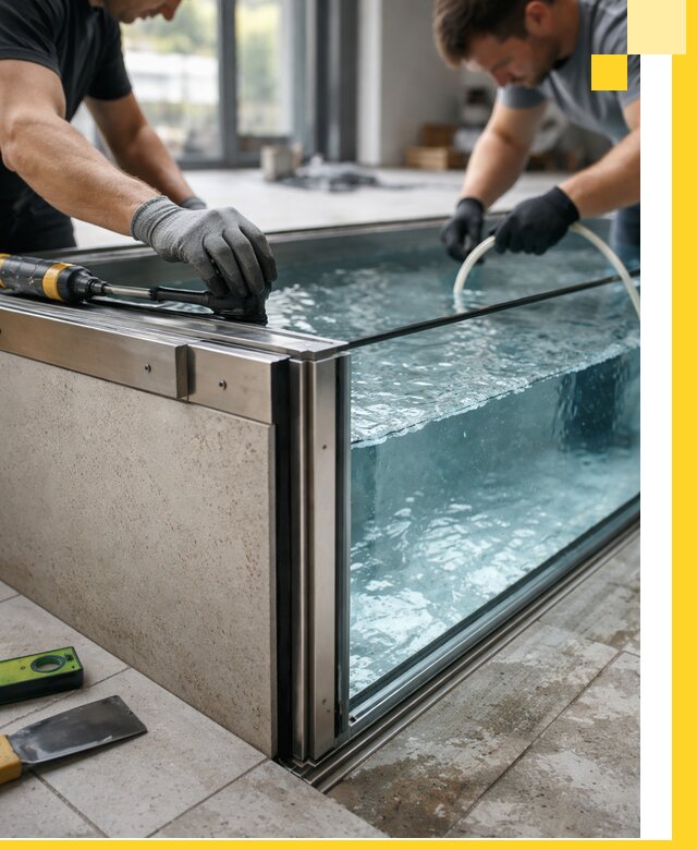 Проектирование и монтаж стеклянных бассейнов в Заинске