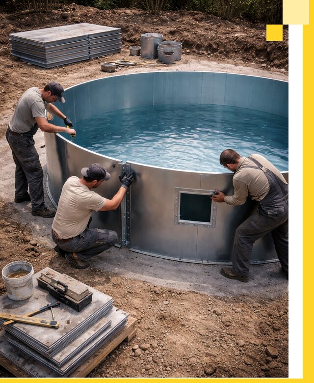 Круглые бассейны под ключ в Заинске проектирование и монтаж