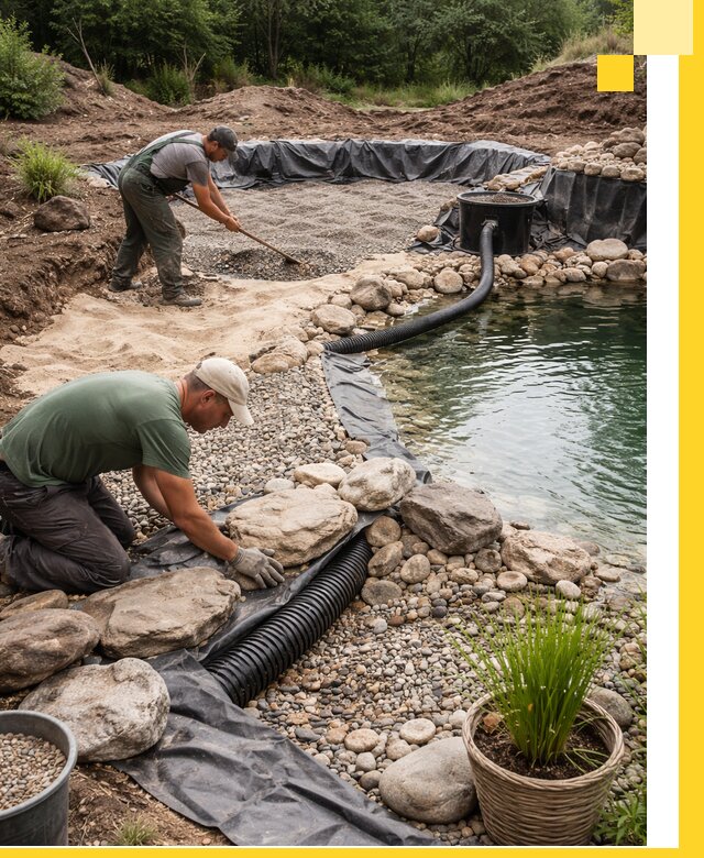 Строительство природных бассейнов и озер в Заинске под ключ