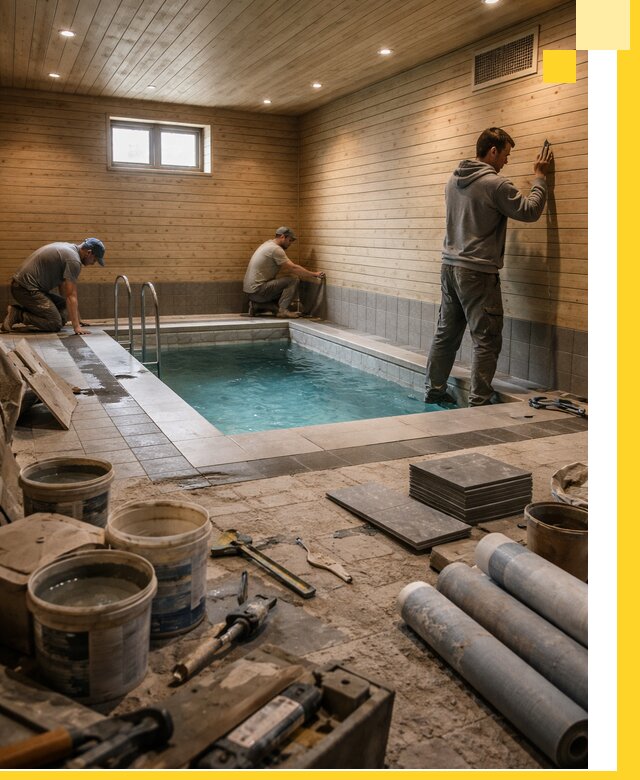 Строительство бани с бассейном и сауной под ключ в Заинске