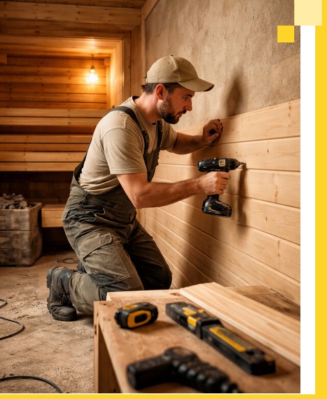 Профессиональная внутренняя отделка бани в Заинске под ключ