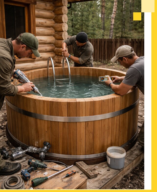 Строительство бань с купелью под ключ и отделкой в Заинске