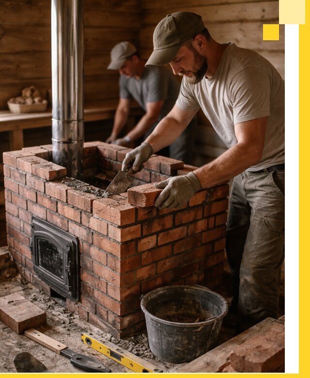 Кирпичные печи для бани под ключ в Заинске, проект и монтаж