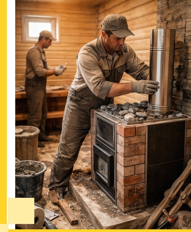 Монтаж печи в бане под ключ в Заинске от 20338 р. | ЭриданЗнс