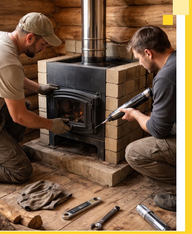 Монтаж и установка печи в бане под ключ с гарантией в Заинске