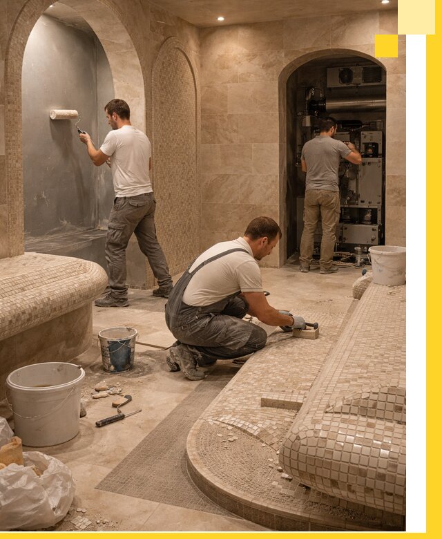 Строительство бани с хамамом и бассейном под ключ в Заинске