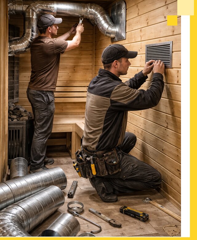 Проектирование и монтаж вентиляции бани в Заинске под ключ