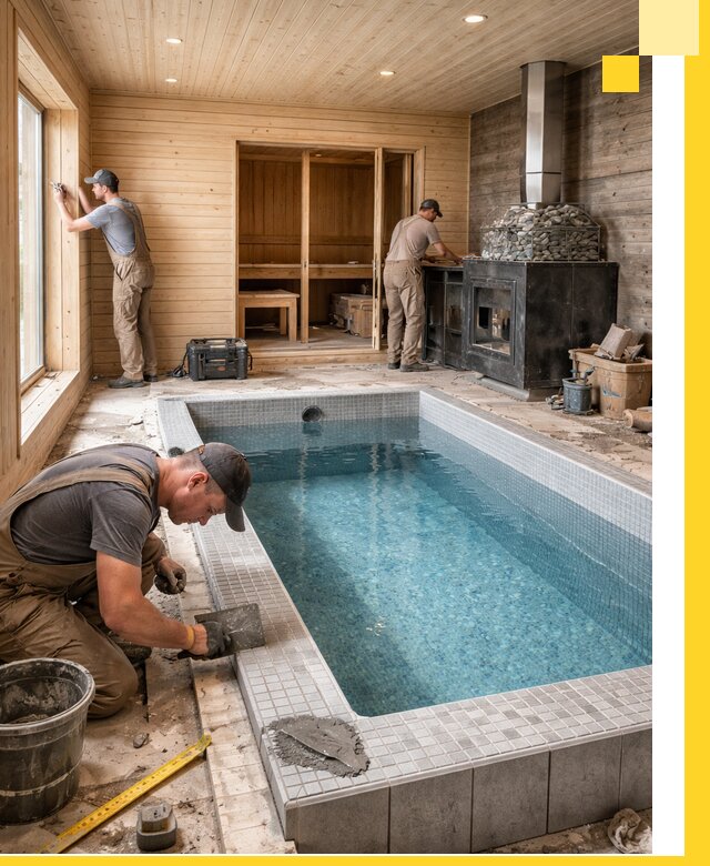 Проект бани с бассейном и сауной в Заинске под ключ