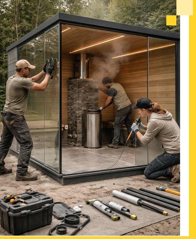 Проектирование и строительство стеклянных бань в Заинске