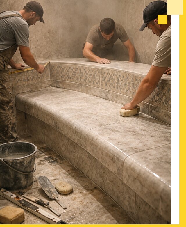 Изготовление и установка сидений для хамама в Заинске