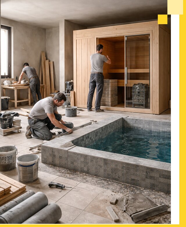 SPA зоны под ключ с бассейном сауной и печью в Заинске